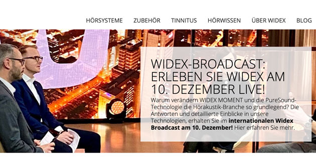Widex Broadcast am 10. Dezember