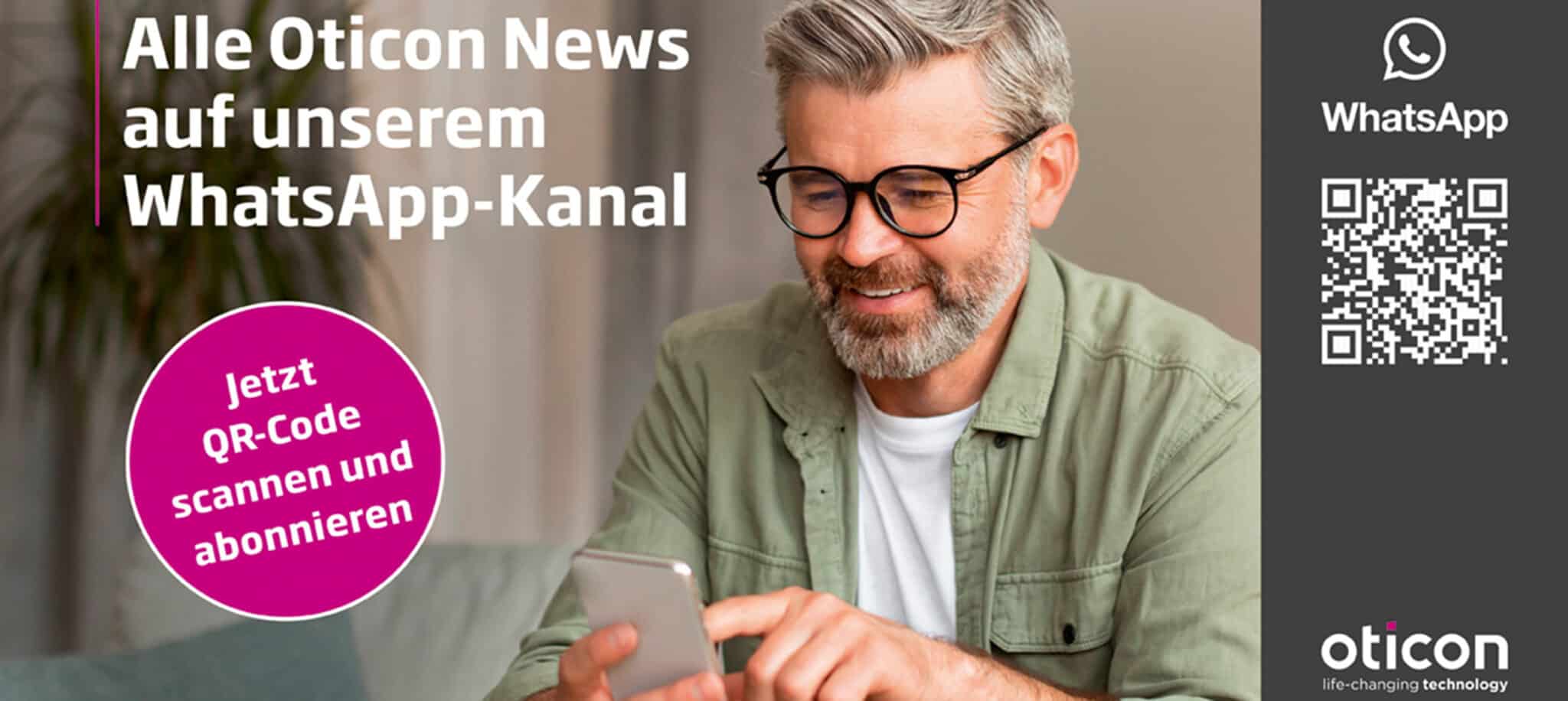 Oticon-News auf neuem WhatsApp-Kanal